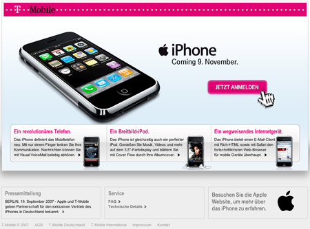 T-Mobile iPhone Seite